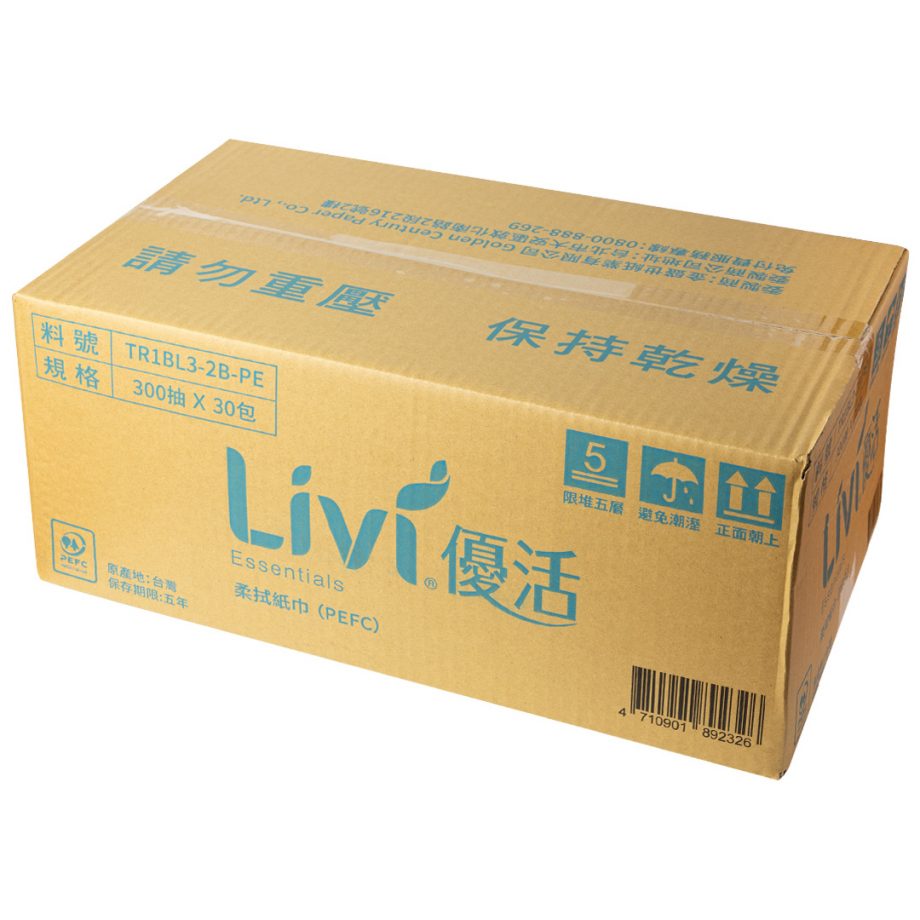 【Livi 優活】單抽柔拭紙巾（300 抽 × 30 包 / 箱）