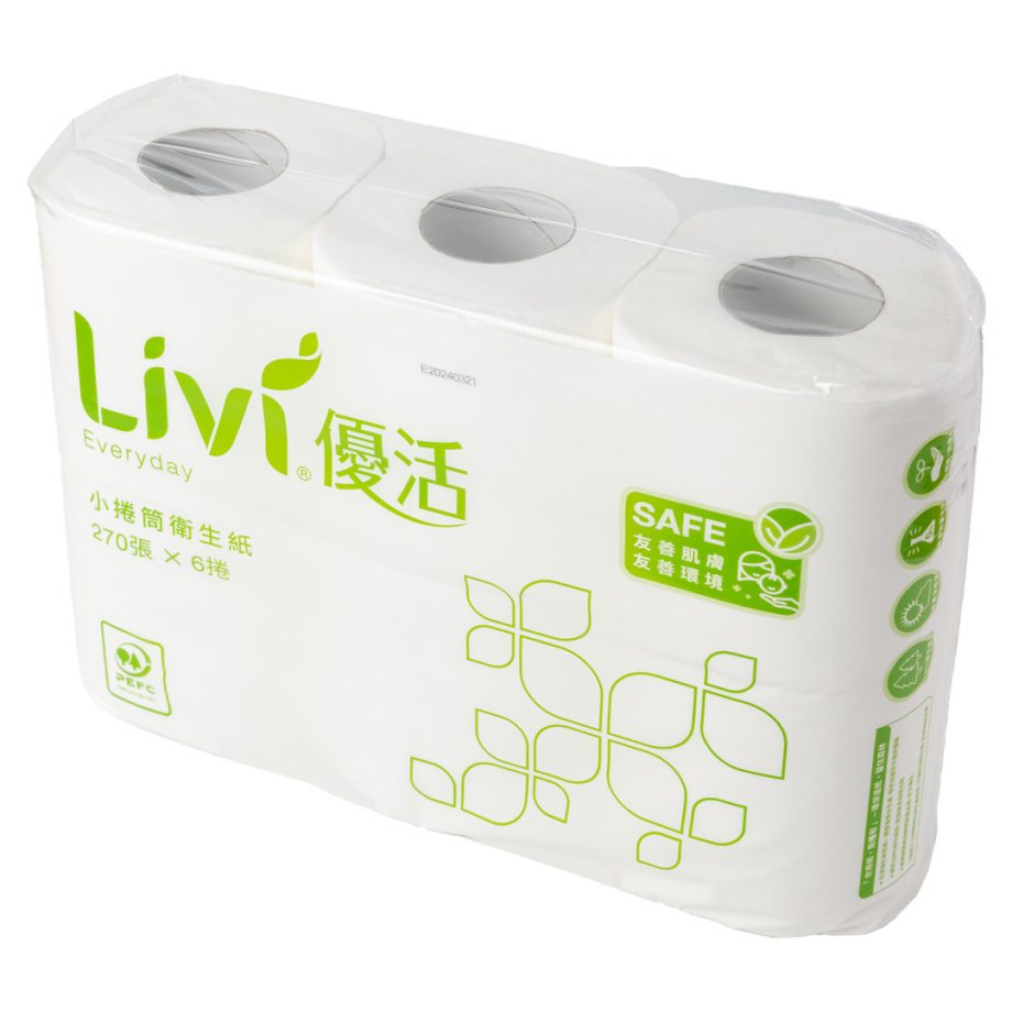 【Livi 優活】小捲筒衛生紙（270 張 × 6 捲 × 10 袋 / 箱）