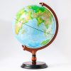【SkyGlobe】12 吋地形行政木質地球儀（附燈 / 中英文對照）