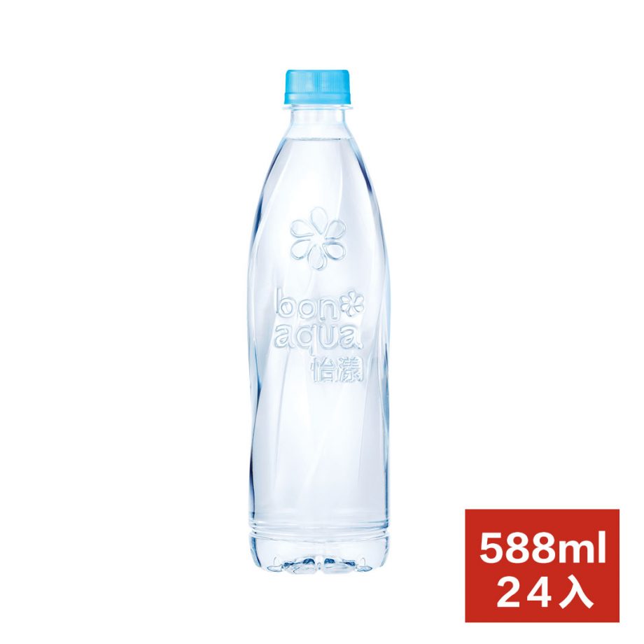 【bonaqua 怡漾】鹼性水寶特瓶 rPET（588ml × 24 入 / 箱）