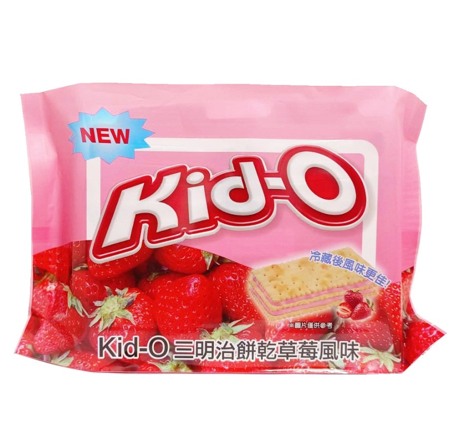 【Kid - O】三明治餅乾經濟包 - 草莓口味（120g × 12 入 / 袋）