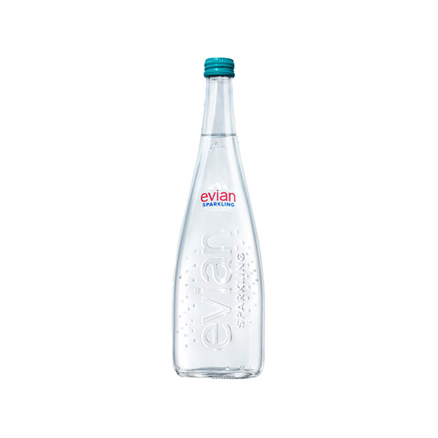 【evian】氣泡礦泉水玻璃瓶（750ml × 12 入 / 箱）