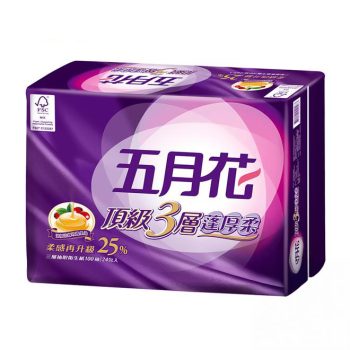 【五月花】蓬厚柔三層抽取式衛生紙 - 玫瑰果油（100 抽 × 24 包 × 3 袋 / 箱）