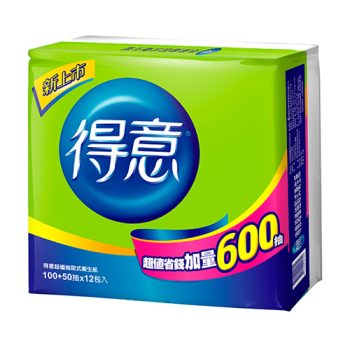 【得意】超值抽取式衛生紙（150 抽 × 12 包 × 7 袋 / 箱）