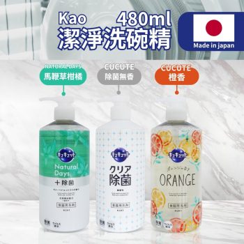 【KAO花王】KAO花王潔淨洗碗精（ 480ML 按壓瓶 x 2瓶 / 平行輸入 ）