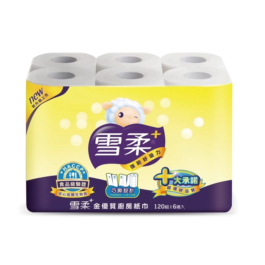 雪柔廚房紙巾120組6捲8串箱