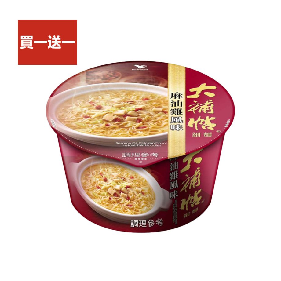 【大補帖】麻油雞風味細麵 – 碗裝（12 入 箱）
