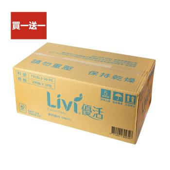 【Livi 優活】單抽柔拭紙巾（300 抽 × 30 包 箱）