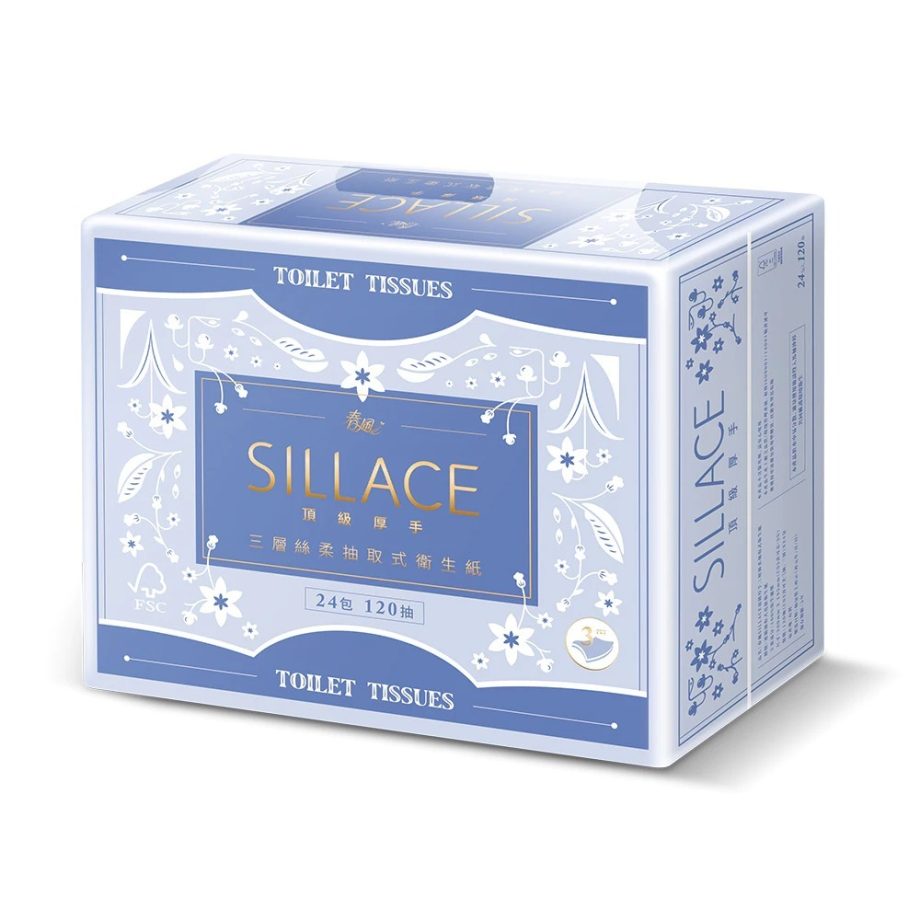 買一送一【春風】 SILLACE頂級絲柔厚手三層抽取式衛生紙（ 120 抽 × 24 包 × 3 串 / 箱 ）