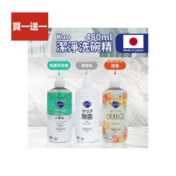【花王】KAO花王潔淨洗碗精（ 480ML 按壓瓶 x 2瓶 平行輸入 ）0